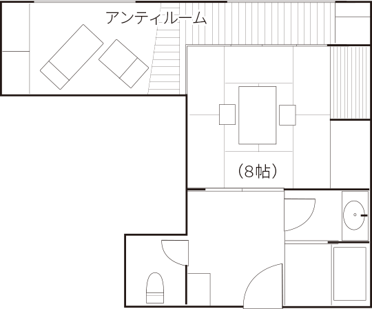 和室 [小浜・朝熊] 広さ8畳＋アンティルームの間取り図