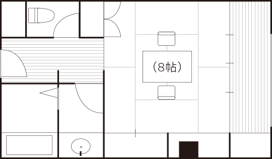 和室 [8畳] 広さ8畳(3部屋)の間取り図