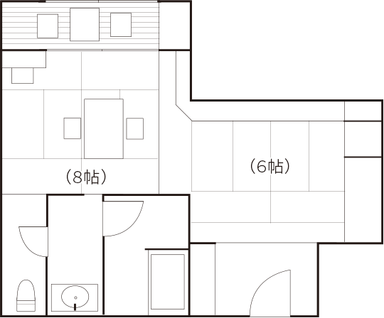 和室 [菅島・坂手] 広さ8畳＋6畳の間取り図