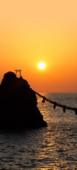 Sunrise at Okitama Shrine in Futami